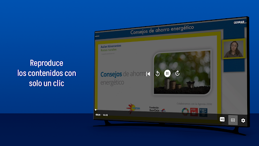 Canal Sénior en televisión: reproductor de vídeo durante una clase